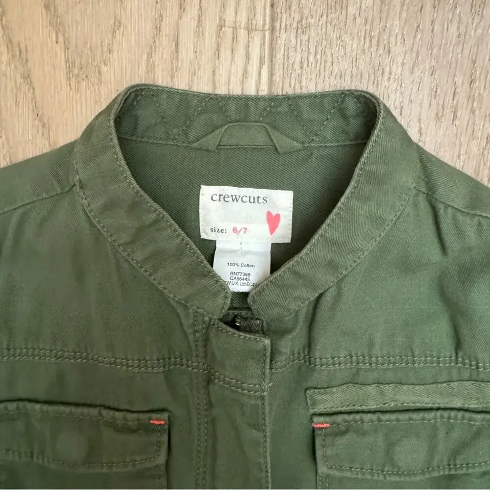 J Crew CrewCuts Army Green Utility Jacket size 6/7